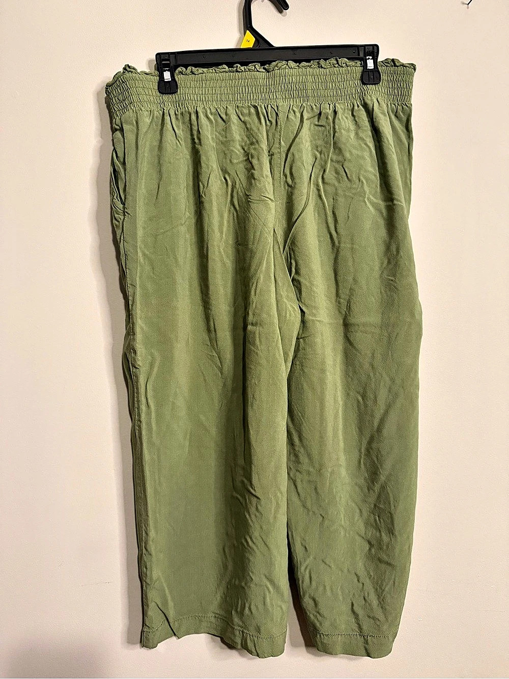 Terra & Sky Wide Leg Cropped Capri Pants in Green Size XL